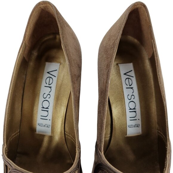 NEW Versani Italian Women's Size 6.5B Brown Suede Dress Heels Loafers Slip-ons - Picture 7 of 9
